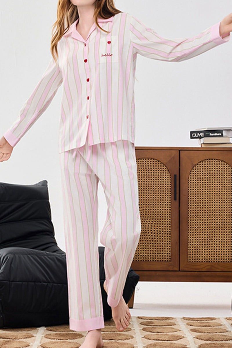 Premium moisture-wicking cotton-tencel striped pajama set with temperature-regulating fabric for all-season comfort.