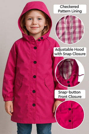 Junior Water Resistant Oversized Hooded Windbreaker Rain Jacket