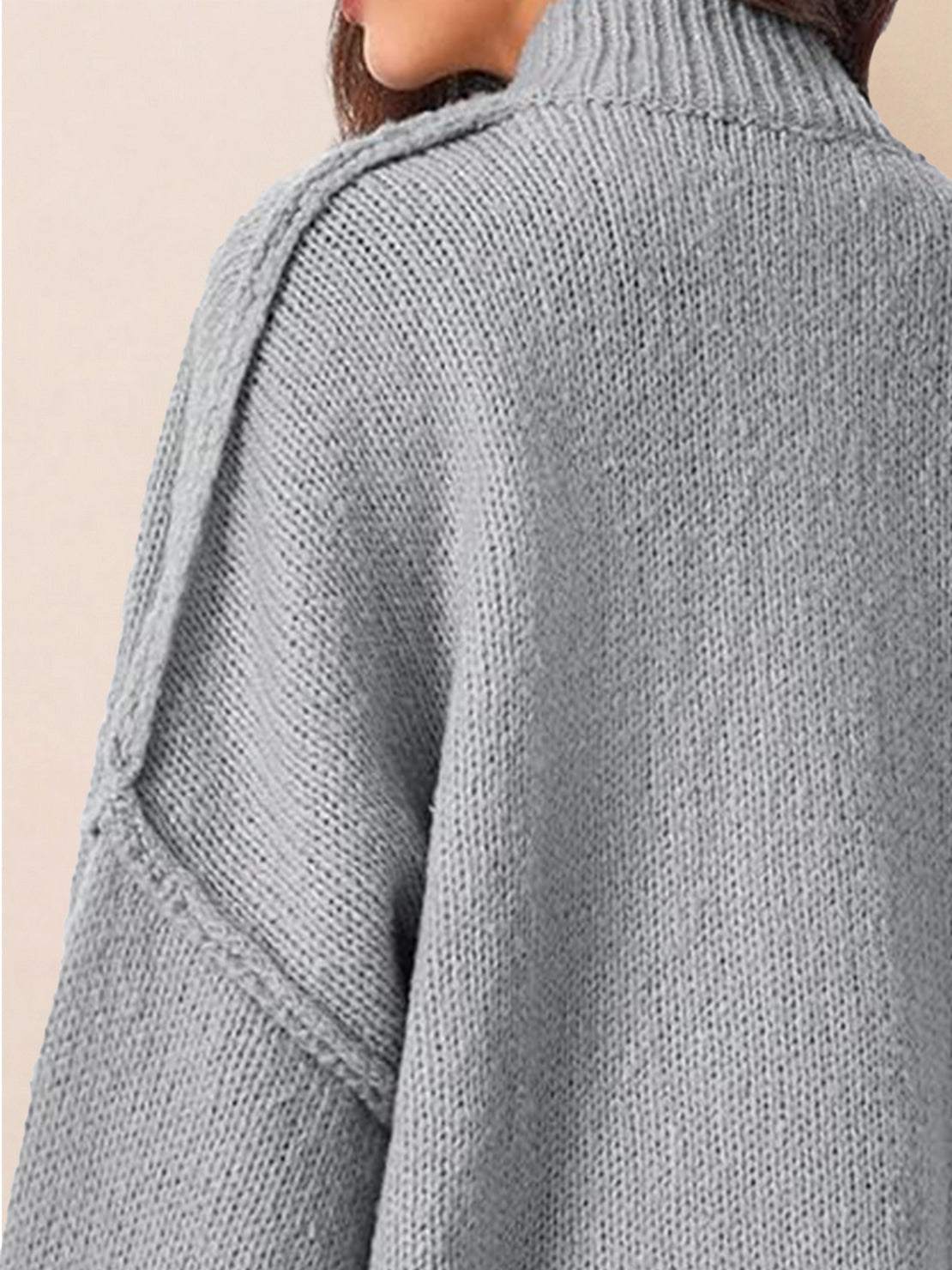 Oversized button-front knit cardigan with balloon sleeves and gold-tone buttons