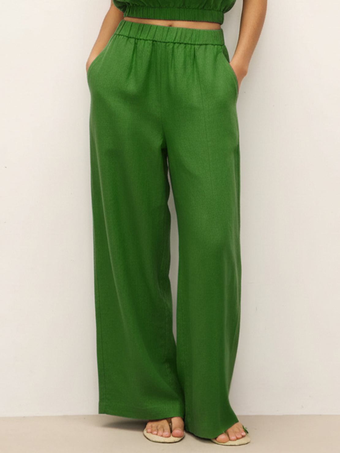 lightweight linen-blend set with sleeveless top and wide-leg pants