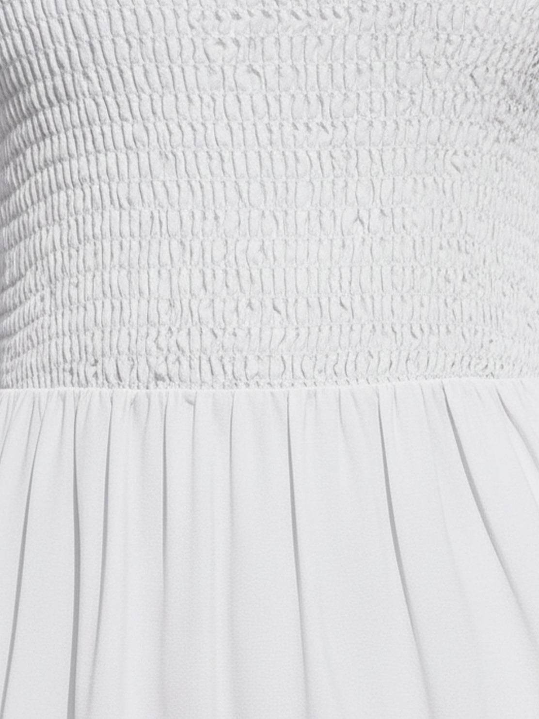 Smocked sleeveless maxi dress with tiered skirt and scoop neckline