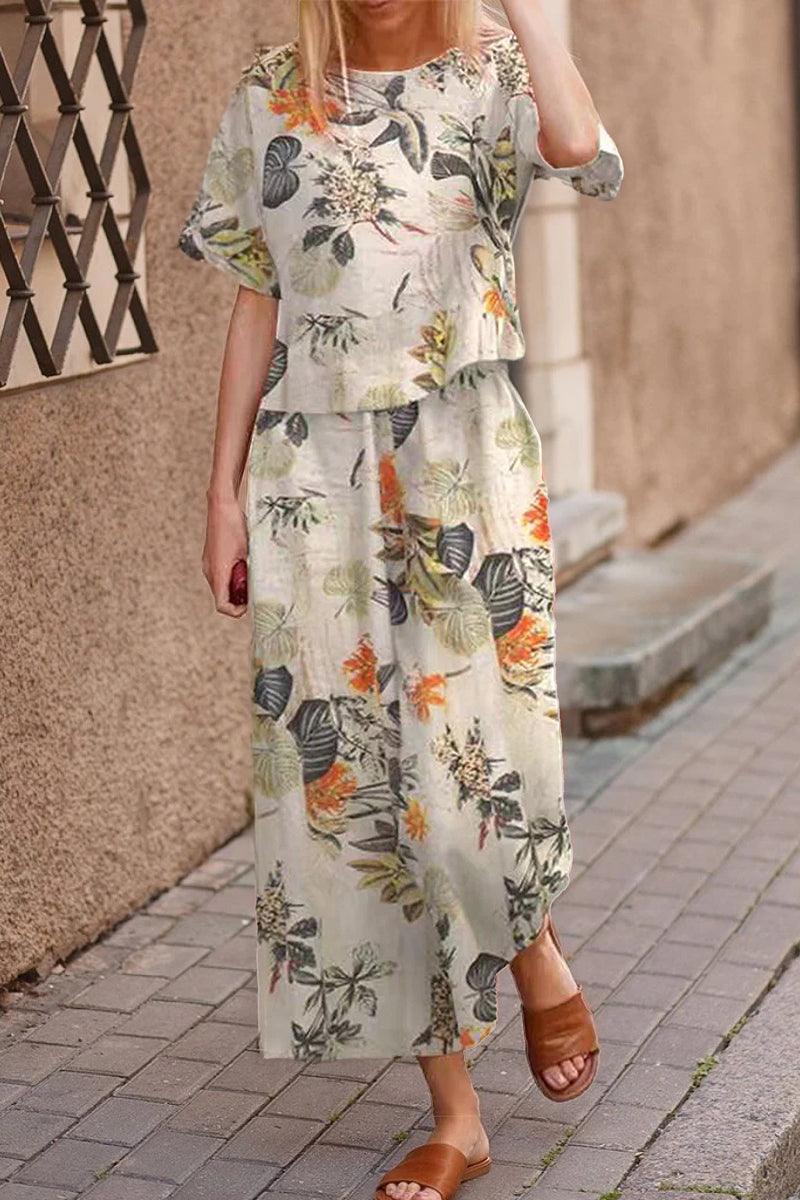 Lightweight breezy meadow two-piece set with relaxed fit and wide-leg trousers