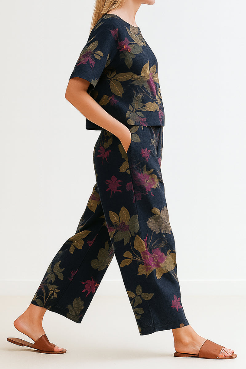 Lightweight Breezy Meadow Two-Piece Set with relaxed fit and wide-leg trousers