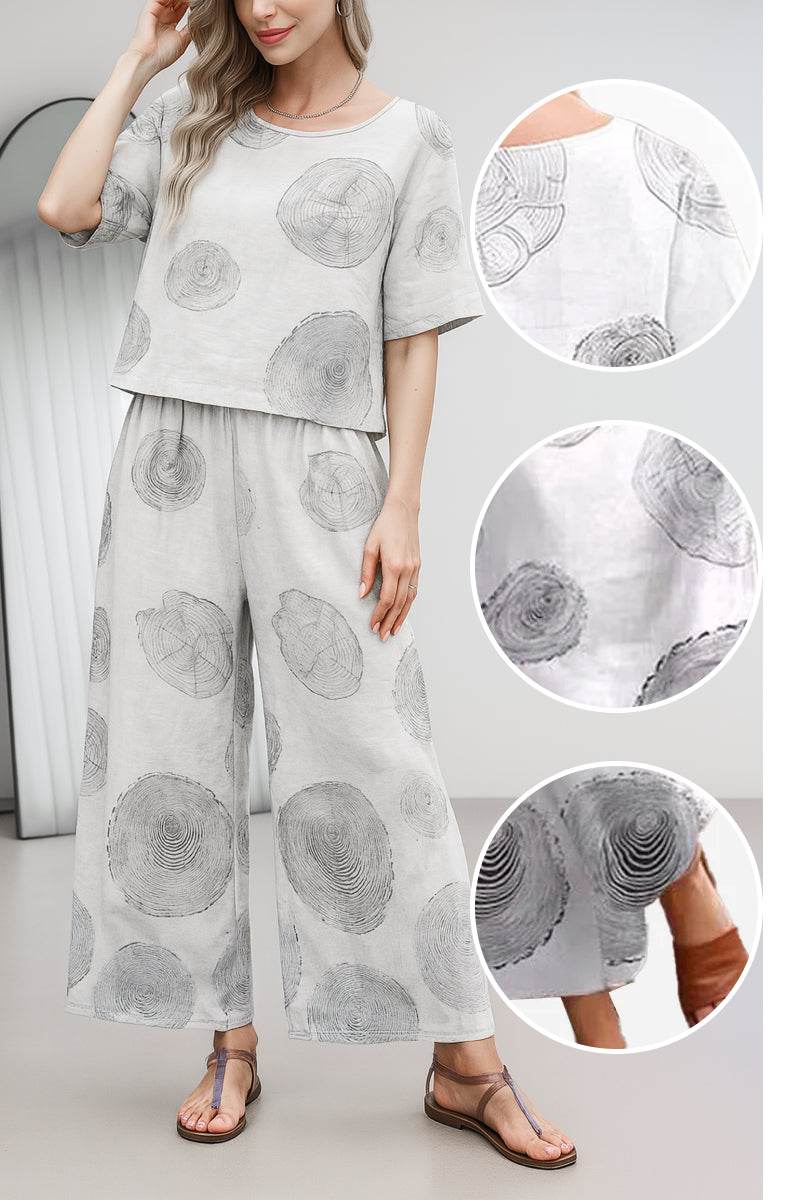 Lightweight Breezy Meadow Two-Piece Set with soft-tailored top and wide-leg trousers in relaxed fit