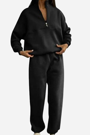 Black Classic Airplane Set two-piece tracksuit with pullover and joggers on model