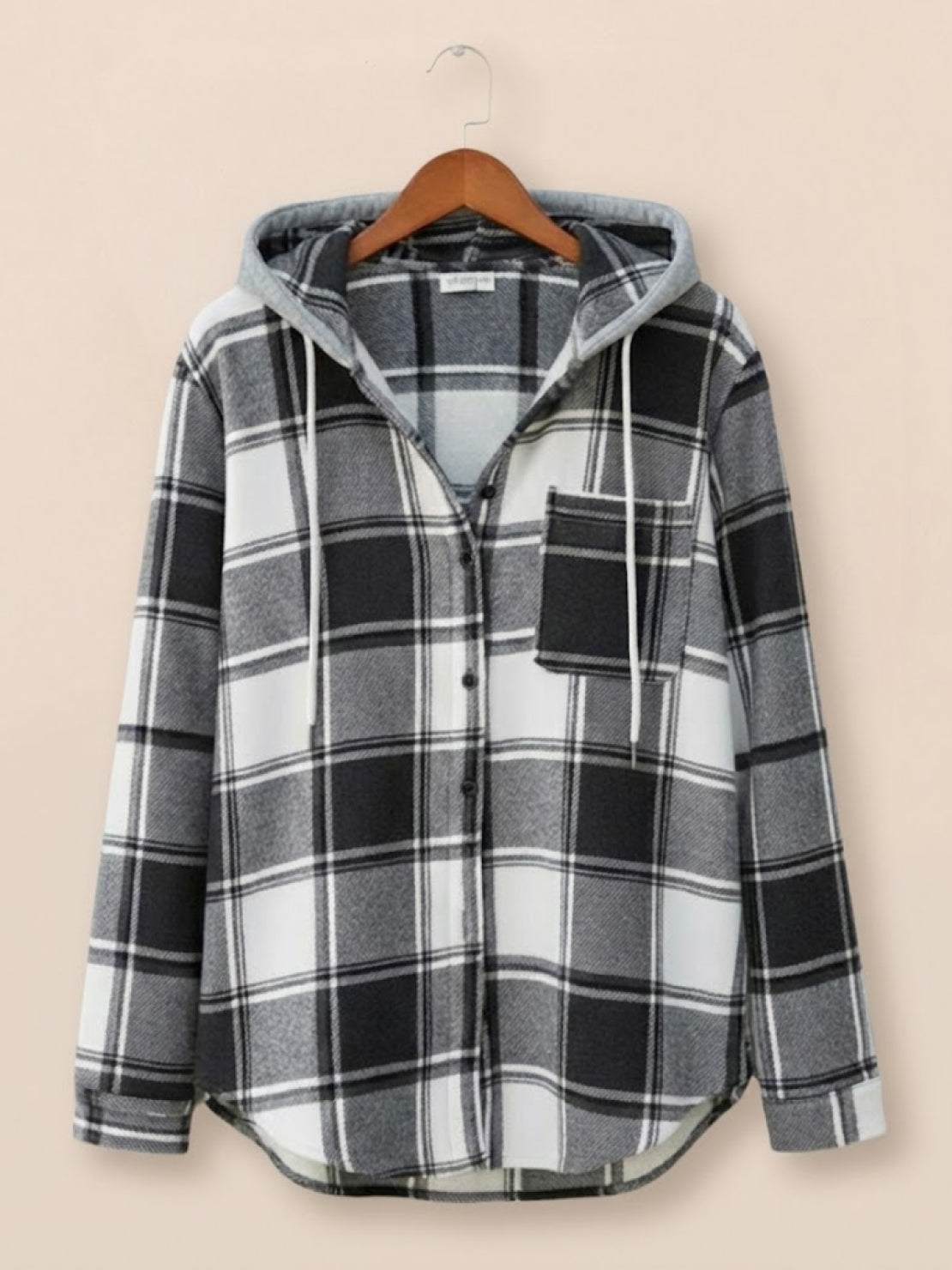 Highland Plaid Shacket cozy plaid overshirt with fleece lining and hood for cool weather layering
