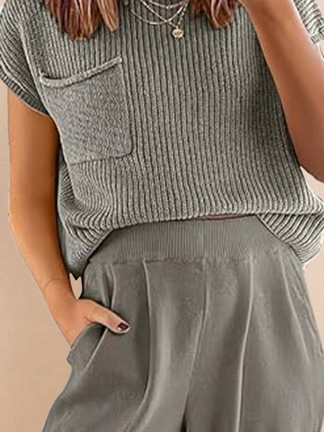 Comfy Couture Knit Sweater two-piece set with relaxed fit and soft knit fabric