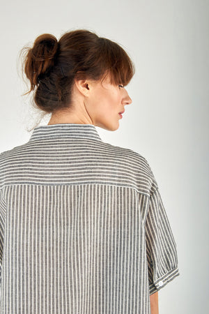 Striped Gauze Shirt Dress