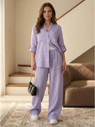 100% cotton double comfort two-piece set for women in various colors
