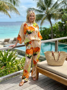 plus size vibrant floral matching set with flowy silhouette and premium fabric blend