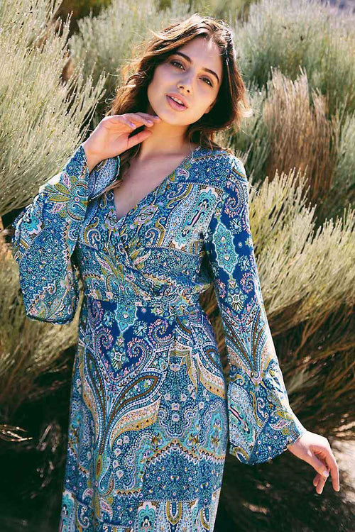 Desert Spell Bohemian Print Ruffle Maxi Dress