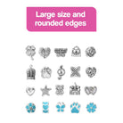 Silver charms with large size and rounded edges for kids bracelet-making kit