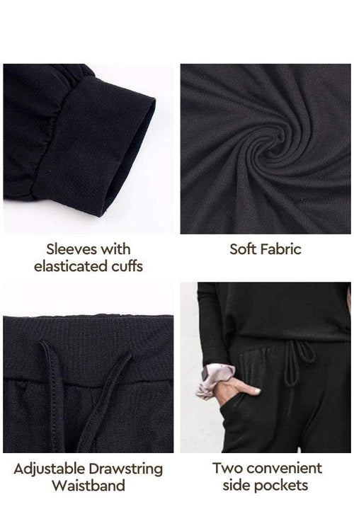 Cozy Chic Two-Piece Sweatsuit with elastic cuffs, soft fabric, adjustable waistband, and side pockets