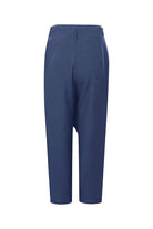 Blue high-waist wrapped comfy pants with breathable stretch fabric and loose fit