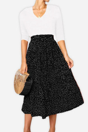 Effortlessly Chic Polka Dot Pleated Skirt Set