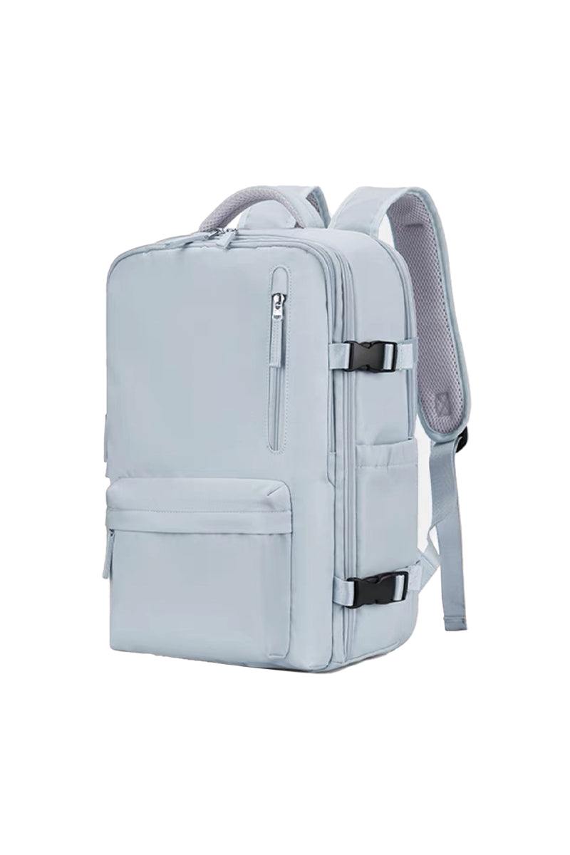 Chic Wanderlust Waterproof Backpack in light gray with multiple compartments and ergonomic straps