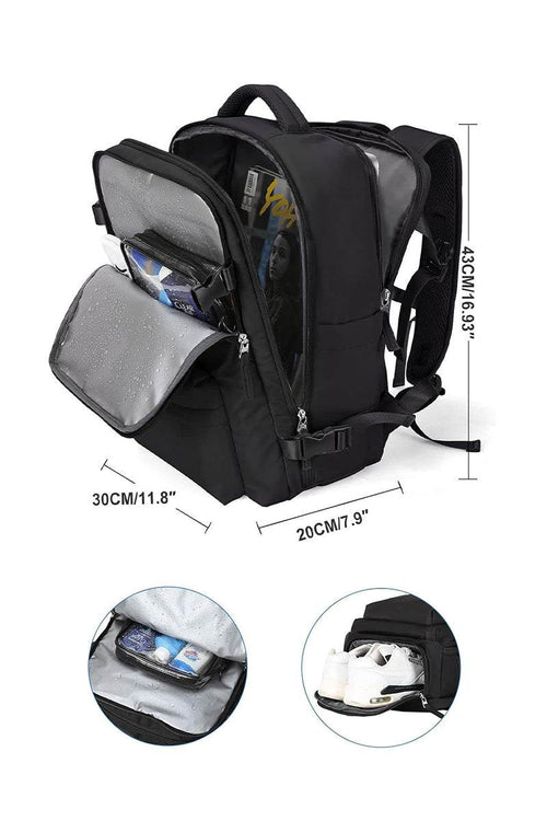 Chic Wanderlust Waterproof Backpack with multiple compartments, ergonomic design, and durable waterproof fabric.