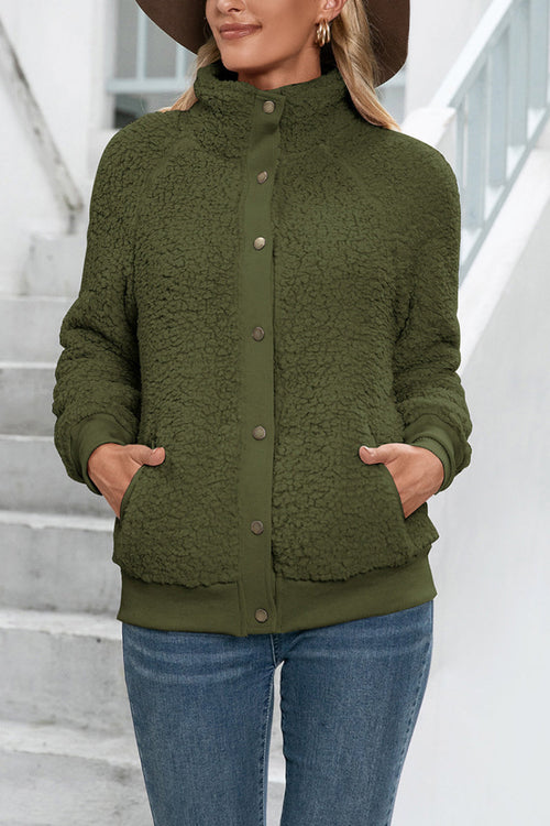 Cozy Long Sleeve Button Sherpa Jacket
