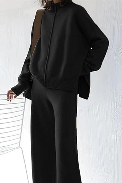 Feel Cozy but Stay in Style: High Neck Sweater Wide Leg Pant Set