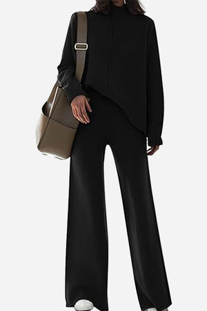 Feel Cozy but Stay in Style: High Neck Sweater Wide Leg Pant Set