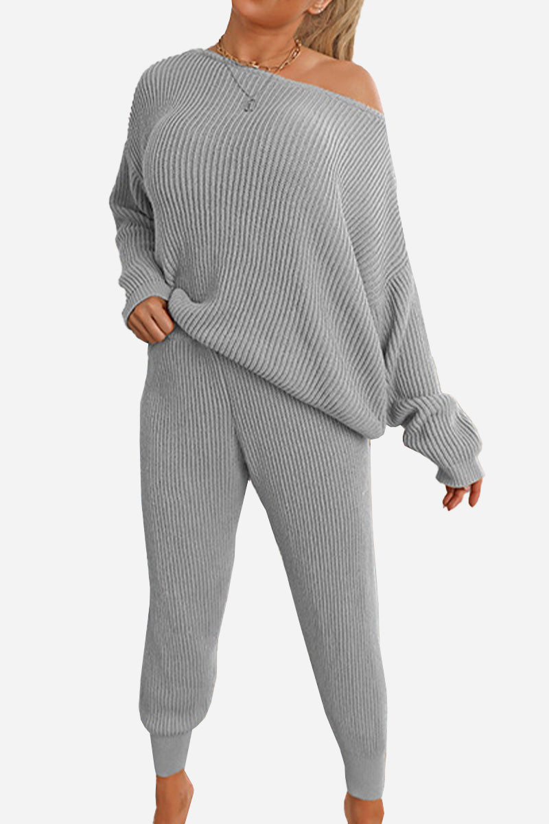 Drop-Shoulder Sweater & Pants Set