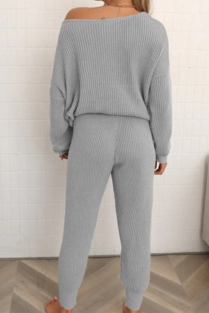 Drop-Shoulder Sweater & Pants Set