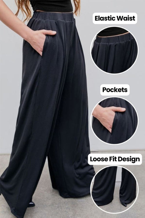 Stretchy Wide-Leg Pants