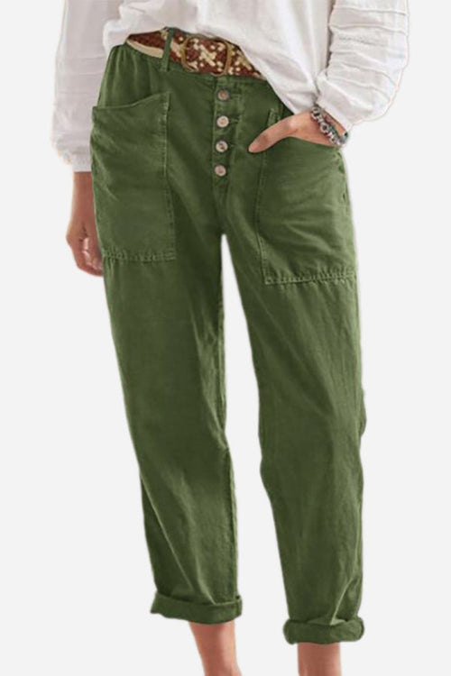 Casual Button-Down Utility-Chic Trousers with Pockets