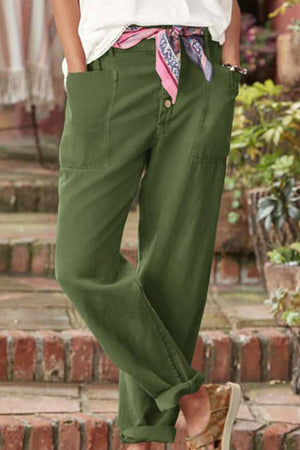 Casual Button-Down Utility-Chic Trousers with Pockets