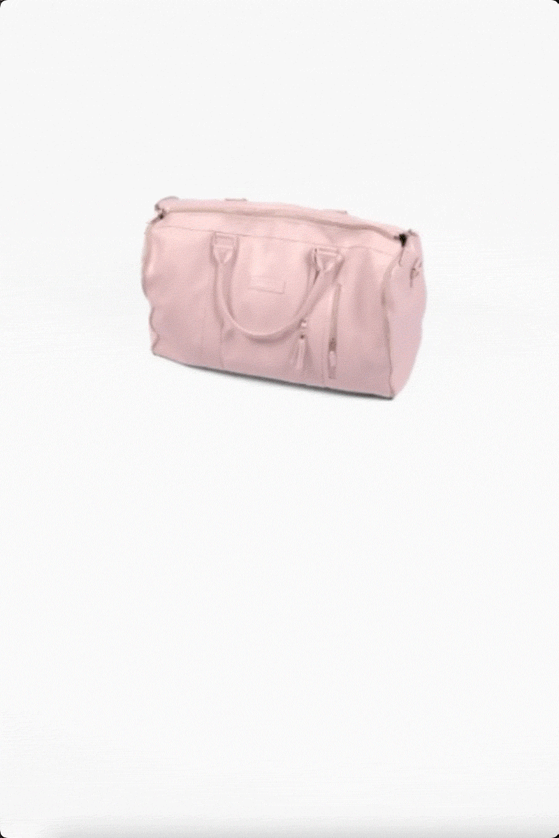 Pink no-wrinkle foldable travel bag made of waterproof PU leather with handles and zipper closure