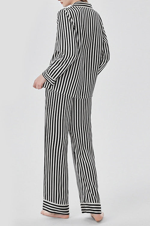 100% Mulberry Silk Striped Long Sleeves