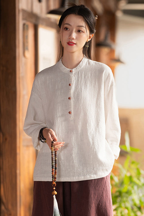 One Size Fits All Ramie Linen & Cotton Blouse