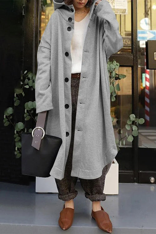 Oversized Everyday Buttoned Hooded Coat