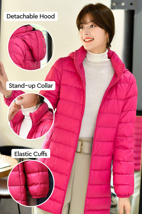 Lightweight Water-Resistant Hooded Puffer Coat