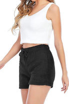 Cloud Soft 4-Piece collection cozy black shorts with white sleeveless crop top lounge set