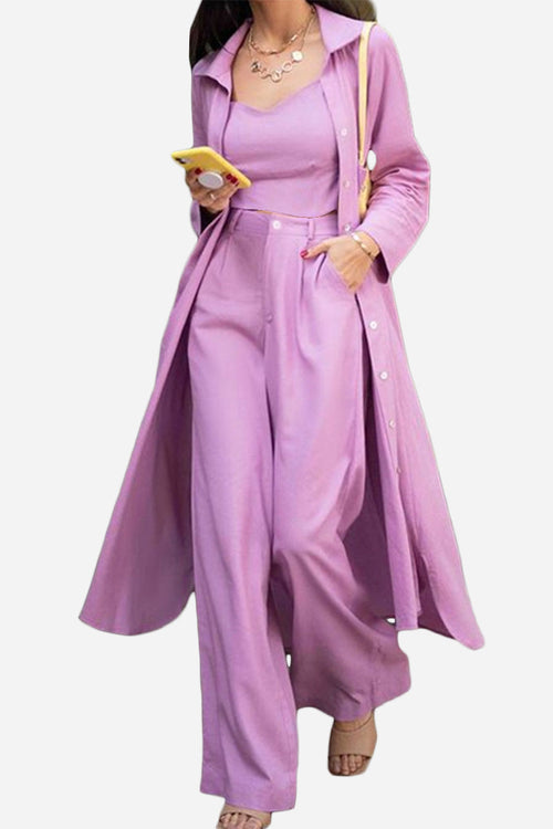 Relaxed Fit Shirt & Trouser Three-Piece Set