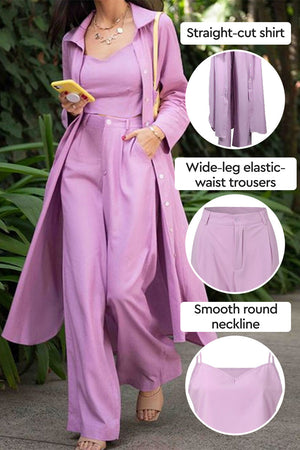 Relaxed Fit Shirt & Trouser Three-Piece Set