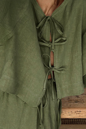 100% Cotton Long-sleeve Crop Top Maxi Skirt Set
