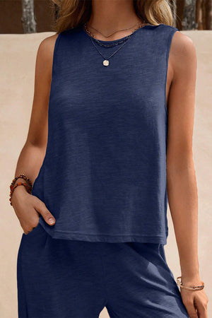 Sleeveless Wide Leg Pants Set