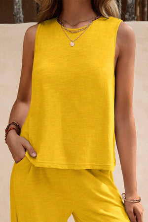 Sleeveless Wide Leg Pants Set