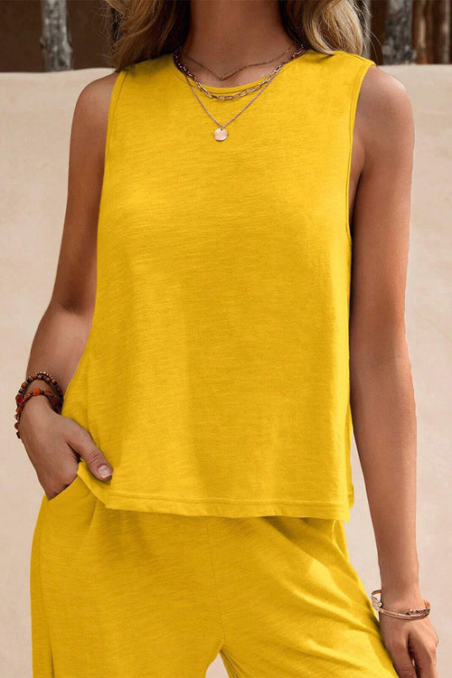 Sleeveless Wide Leg Pants Set