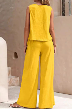 Sleeveless Wide Leg Pants Set
