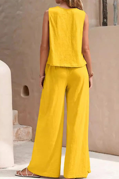 Sleeveless Wide Leg Pants Set