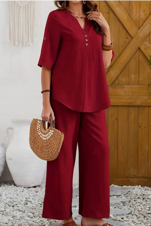 Wrinkle-Free Wide Leg & Top Set