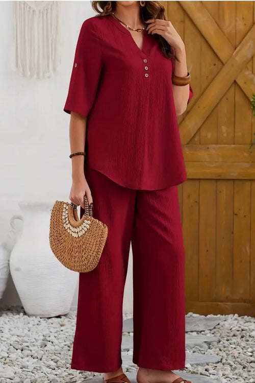 Wrinkle-Free Wide Leg & Top Set