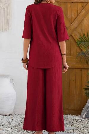 Wrinkle-Free Wide Leg & Top Set