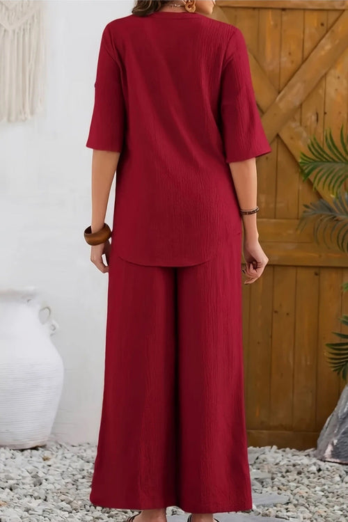 Wrinkle-Free Wide Leg & Top Set