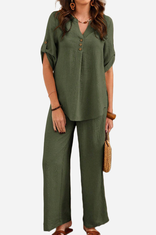 Wrinkle-Free Wide Leg & Top Set