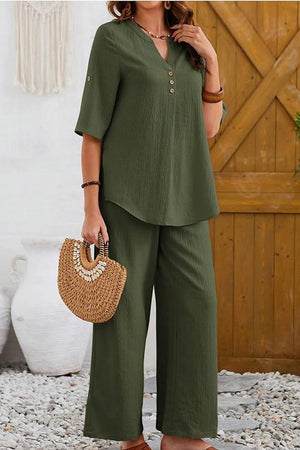 Wrinkle-Free Wide Leg & Top Set