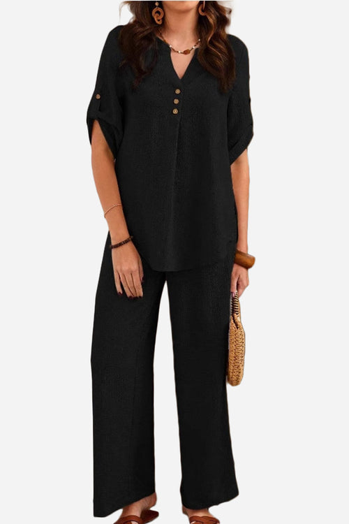 Wrinkle-Free Wide Leg & Top Set